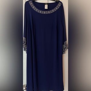 MSK Blue Beaded Evening Dress. 1x